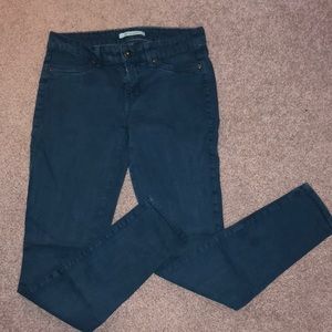 Rich and skinny, greenish blue skinny jeans